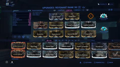 Warframe revenant prime build - Alternative Mods. if you want more LIFE / SHIELD. Remove Power Drift and place Stretch in empty slot, now in Varazin slot place one of these: Vitality. Redirection. Revenant AFK SANCTUARY [ 0 FORMA ] - 0 Forma Revenant Prime build by xTheBillx - Updated for Warframe 33.6.